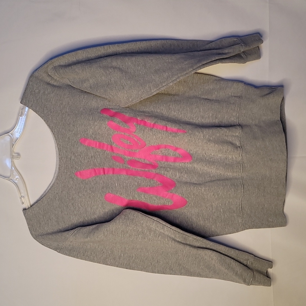WIFEY scoop neck gray pink sweatshirt size Small